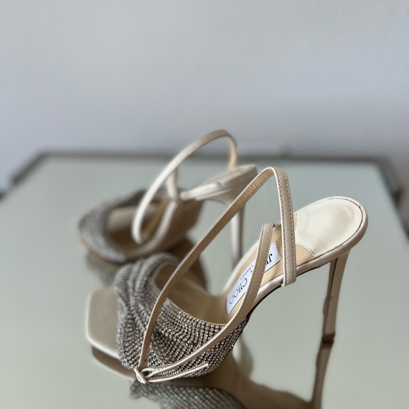 JIMMY CHOO Naria 110 Crystal-Embellished Leather Sandals White $1,625 36 - Picture 15 of 16